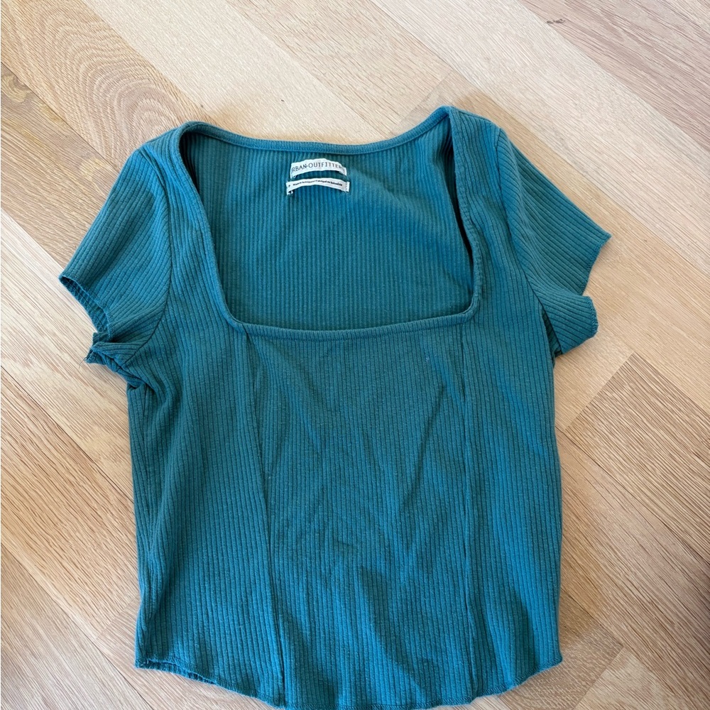 Urban Outfitters Teal Ribbed Crop Top